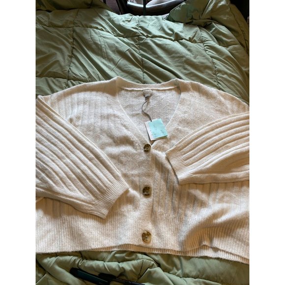 Women's Button-Front Cardigan - A New Day Cream XXL - Picture 3 of 7